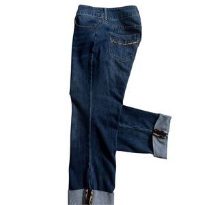 CHICOS Women’s Capri Denim Blue Stretch Cuffed Hem